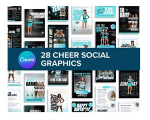 cheer social media templates for Canva