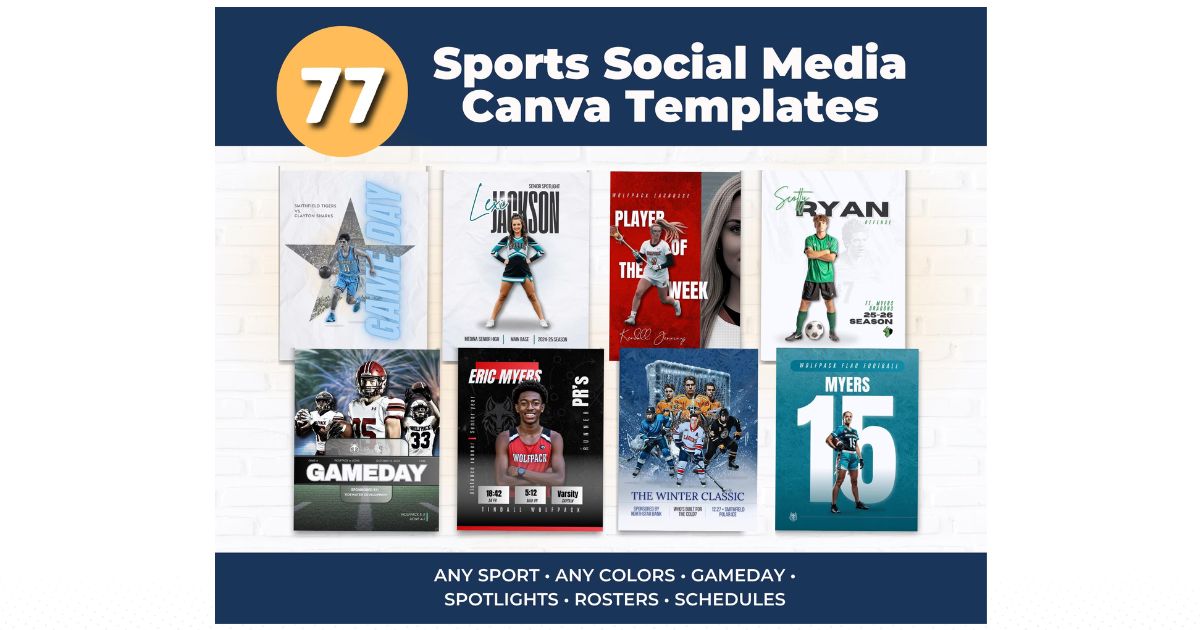 Blog Images Canva sports social media templates — game day and final score graphics