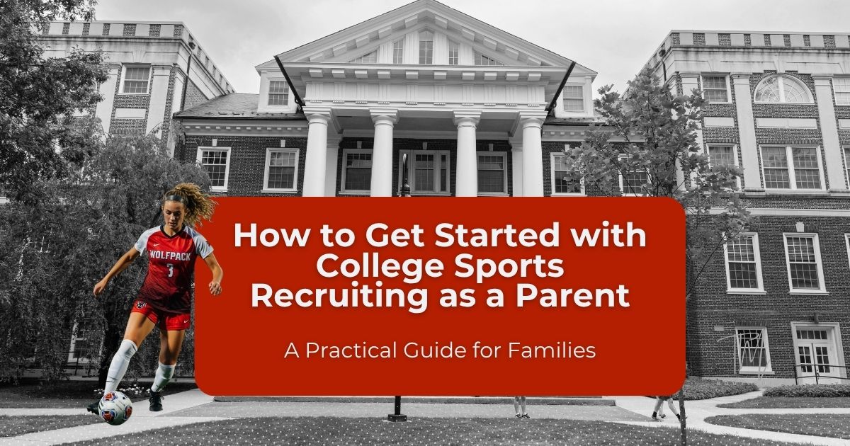 College Sports Recruiting for Parents A parent supporting their student-athlete during college sports recruiting, reviewing athletic profiles and college options together.