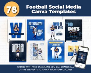 Football social media Canva templates bundle 78 editable designs