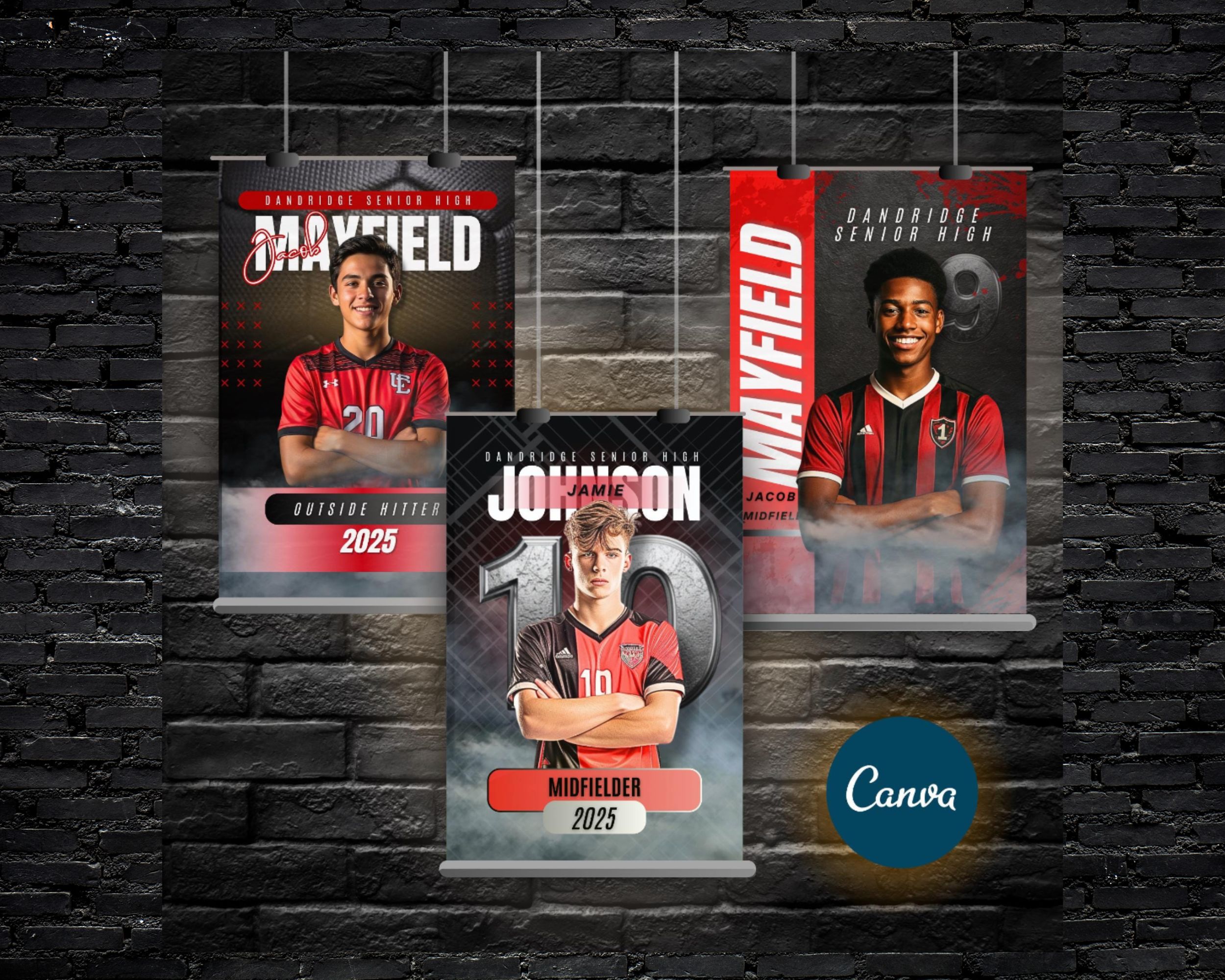 Boys soccer senior night poster templates editable in Canva
