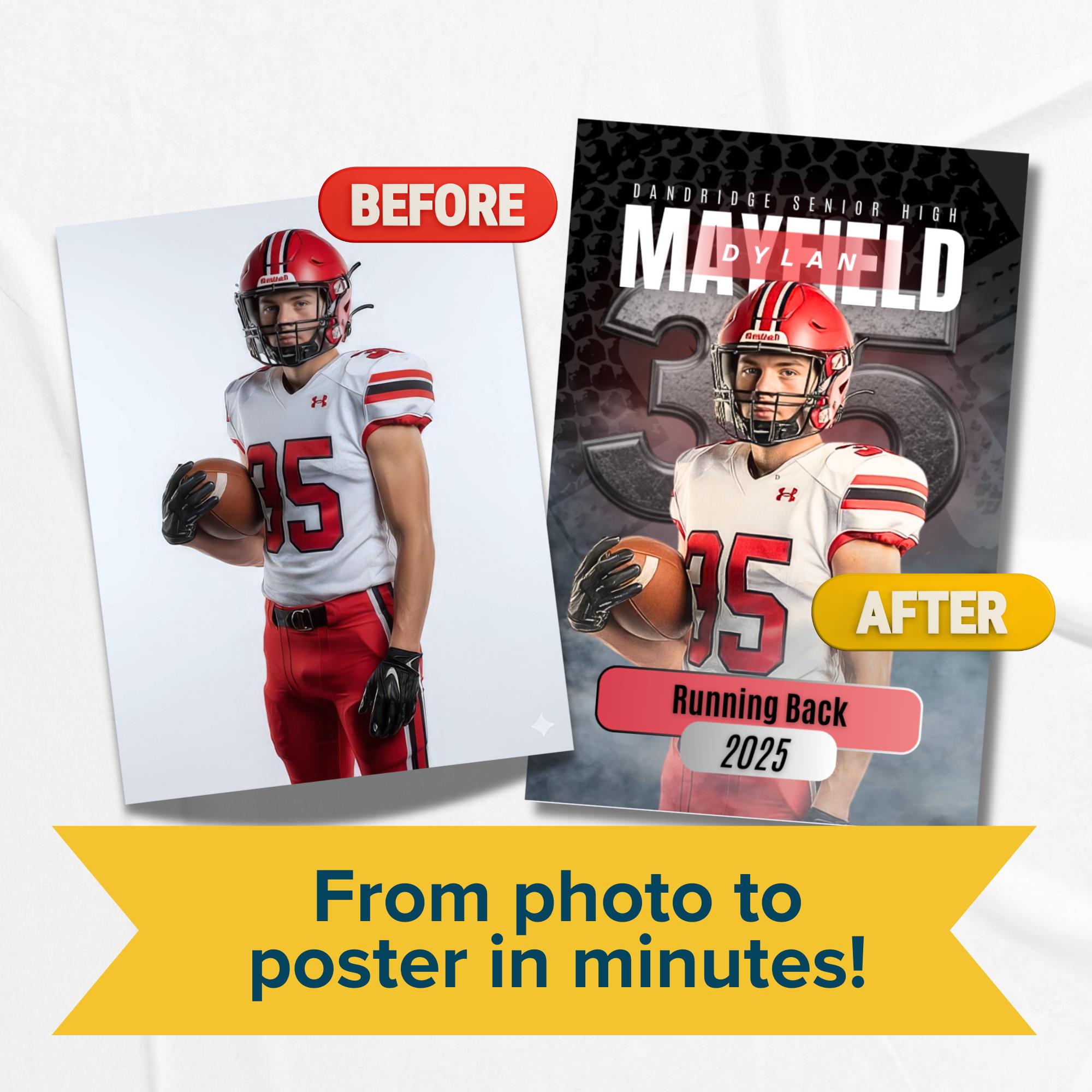 Football Senior Poster Canva Template Bundle (3 Designs) | 18x24 & 24x36 Print Sizes - Image 7