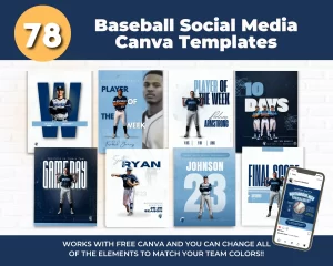 baseball instagram templates 78 pack canva bundle