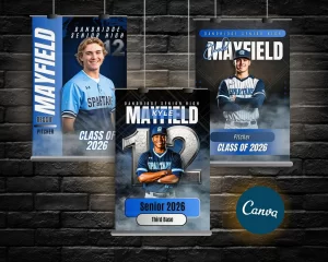 Baseball Senior Night Banner Template in Canva printable poster