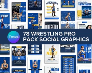 Wrestling social media templates for Canva – preview layout